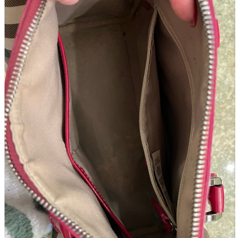 BURBERRY Nova Check Chester Bowling Bag Raspberry Sorbet - Picture 4 of 5